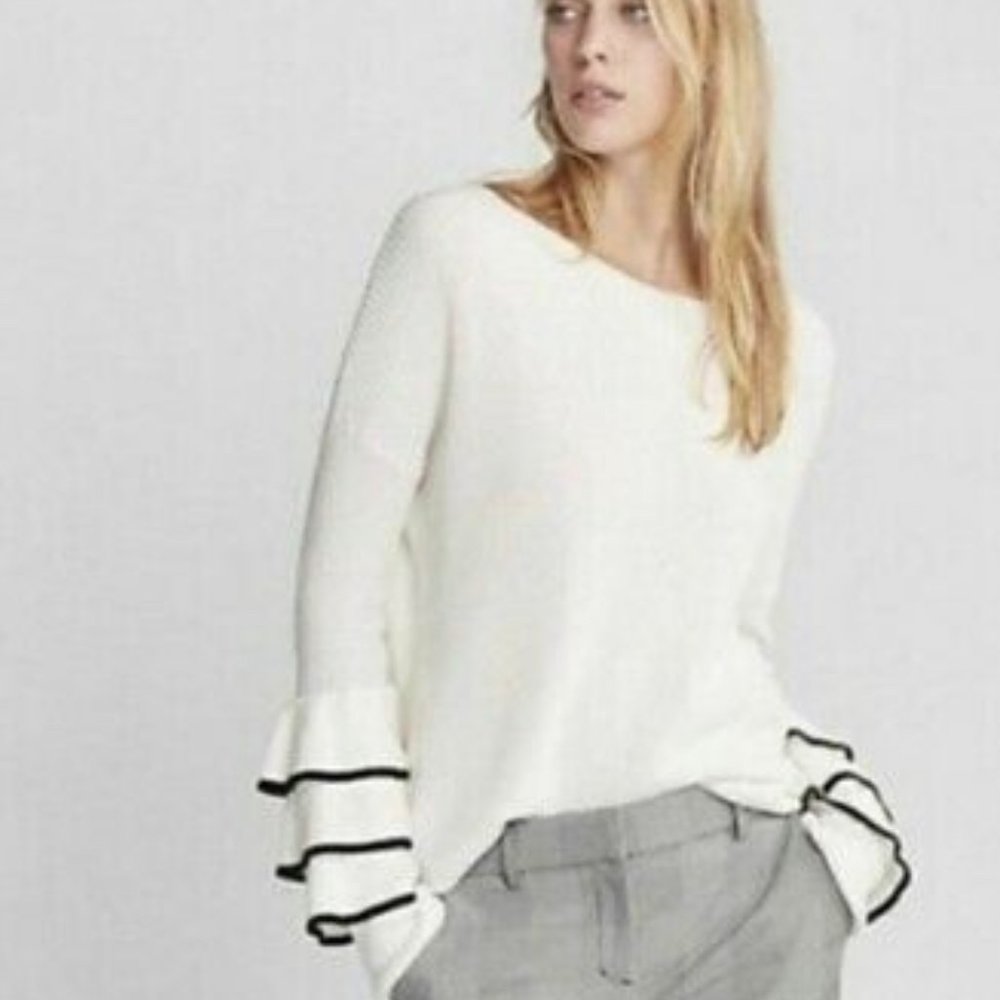 EXPRESS Ruffle Sleeve Cable Knit Sweater